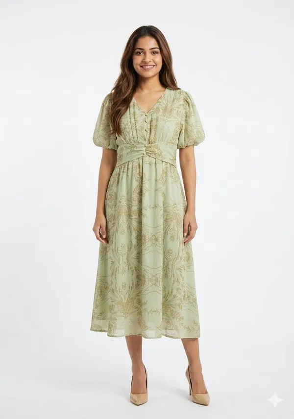 Pista_Green_Cotton_Ruched_Empire_Waist_A-Line_Midi_Dress_For_Women