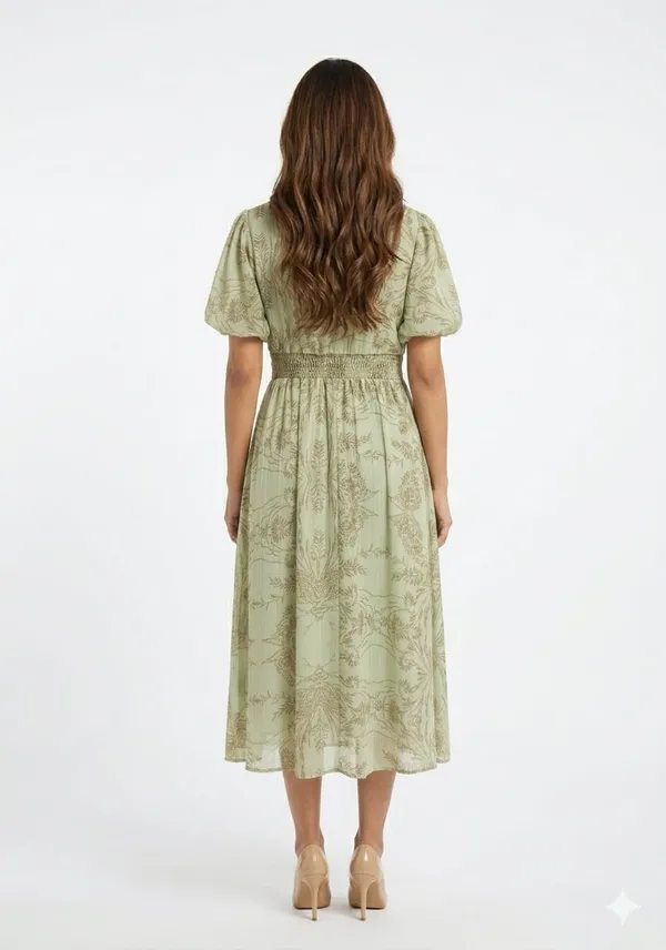 Pista_Green_Cotton_Ruched_Empire_Waist_A-Line_Midi_Dress_For_Women