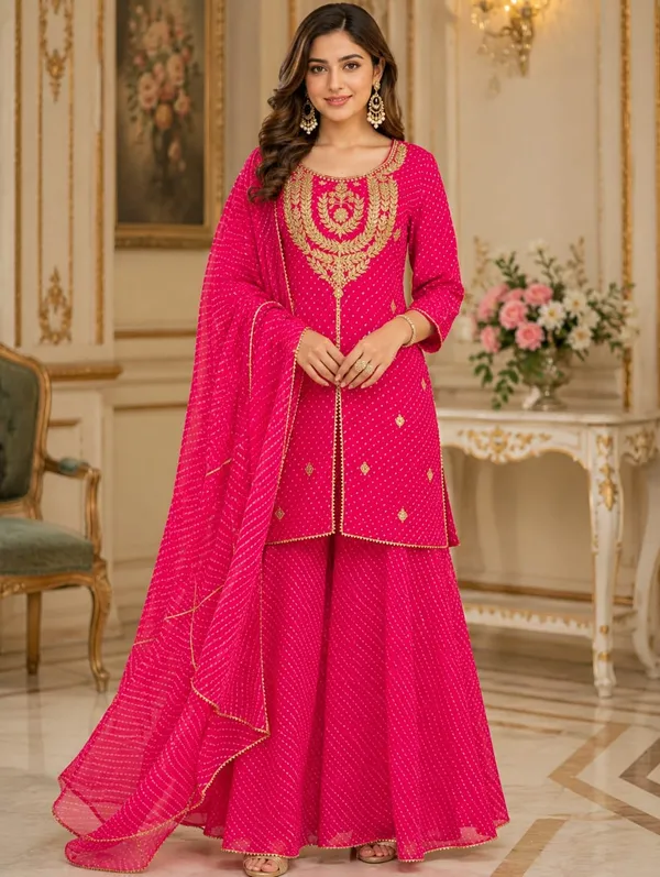 Magenta_Bandhani_Style_Sharara_Set