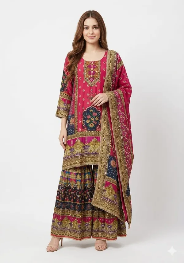 Magenta_Ornate_Printed_&_Embellished_3-Piece_Sharara_Set