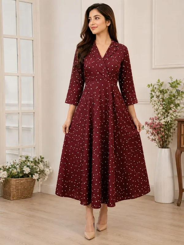 Maroon_Polka_Dot_Wrap_Dress