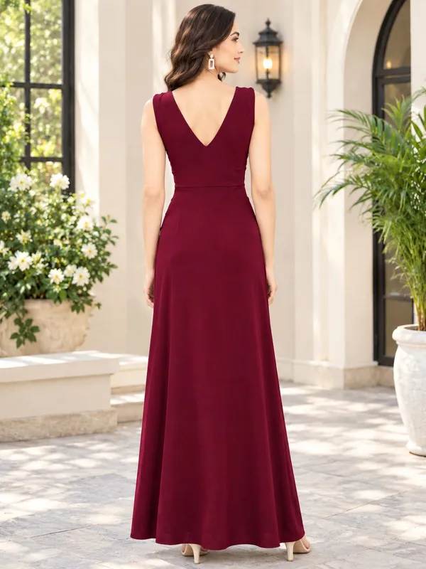 Maroon_Ruched_Gown_with_Slit