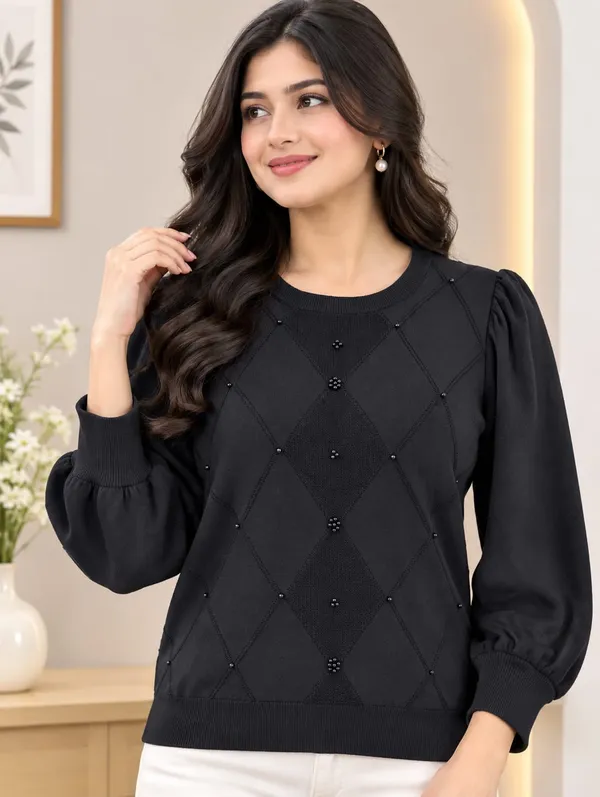 Midnight_Diamond_Embellished_Puff-Sleeve_Sweater_Top