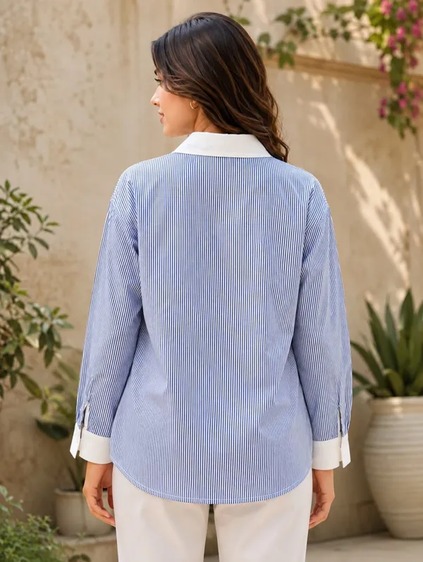 Blue_Cotton_Relaxed_Fit_Striped_Tie_Waist_Shirt_For_Women