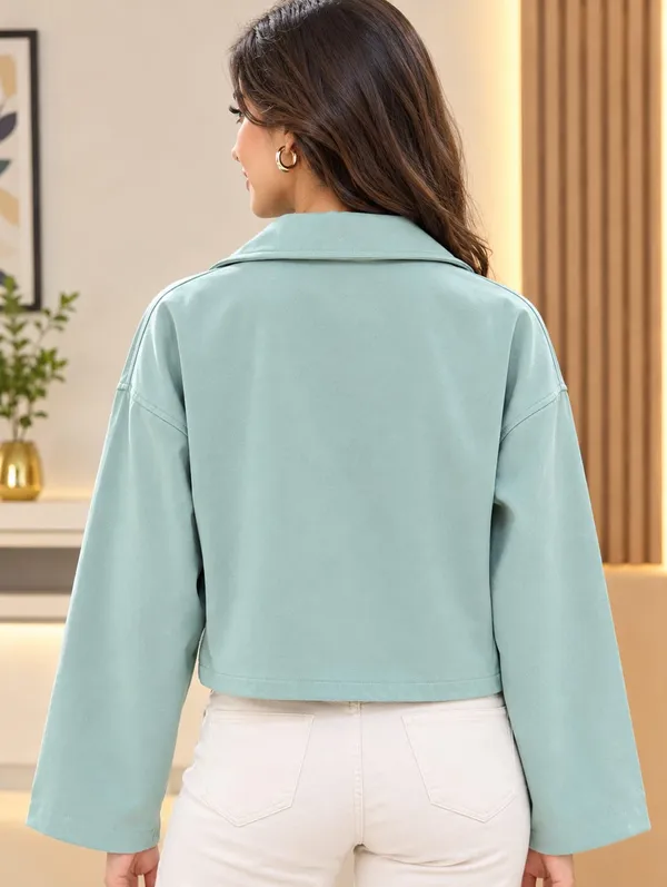 Mint_Green_Cropped_Utility_Jacket_/_Buckled_Flap_Pocket_Cropped_Jacket