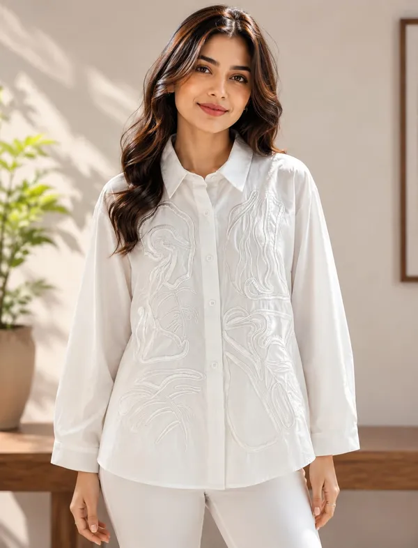 White_Cotton_Relaxed_Fit_Tonal_Embroidered_Shirt_For_Women
