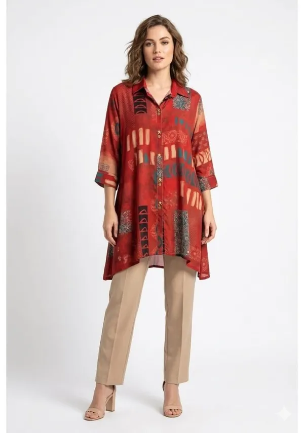 Rust_Crepe_A-Line_Short_Kurti_For_Women