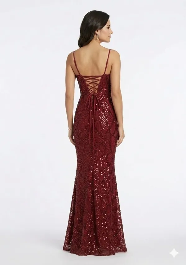 Wine_Sequin_Mesh_Mermaid_Gown_For_Women