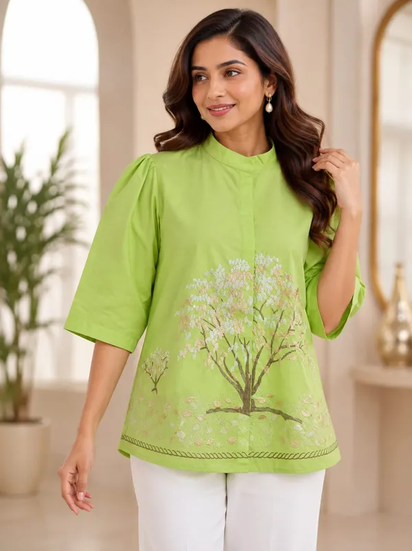 Lime_Green_Cotton_Relaxed_Fit_Printed_Top_For_Women