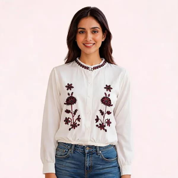 White_Cotton_Relaxed_Fit_Floral_Embroidered_Shirt_For_Women