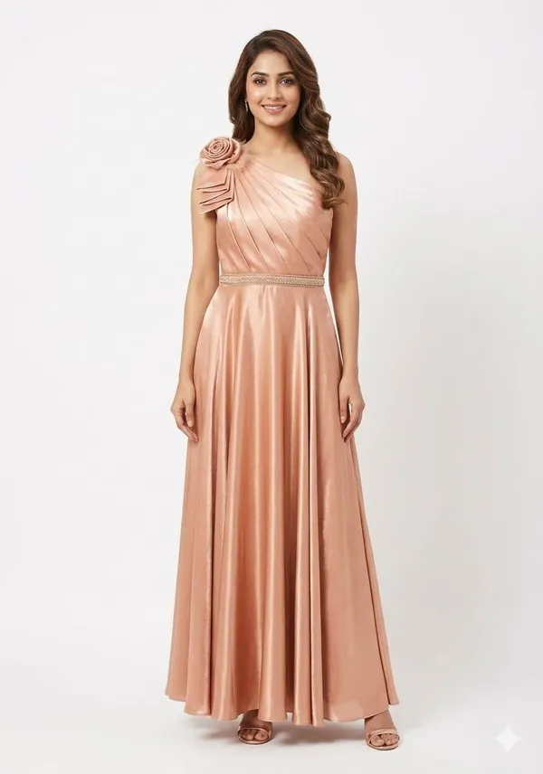 Rose-Adorned_One-Shoulder_Satin_Gown