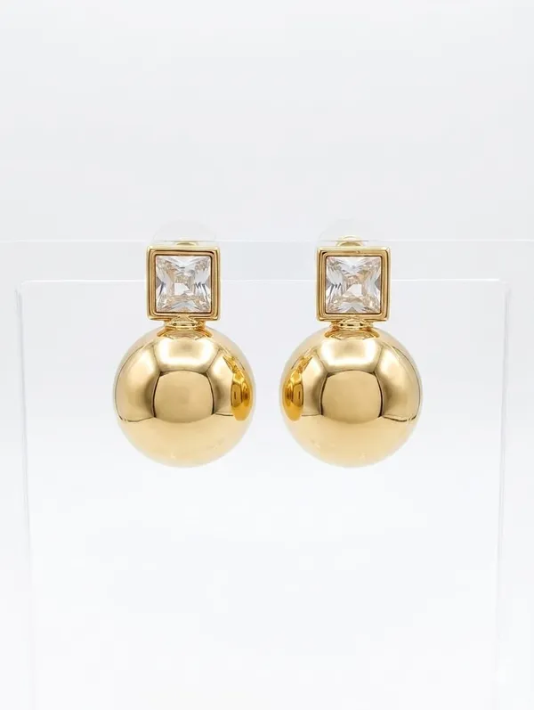 Gold_Crystal_Cushion_Cut_Orb_Drop_Stud_Earrings_For_Women