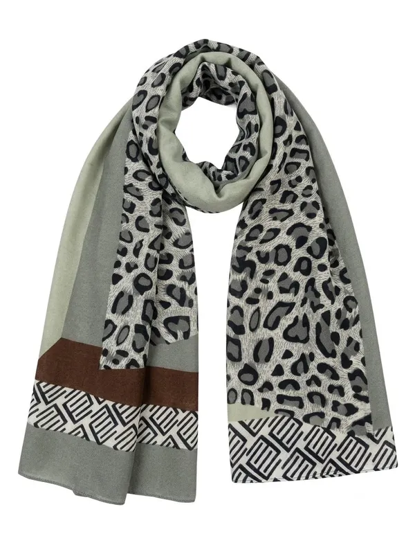 Sage_Green_Silk_Leopard_Geometric_Patchwork_Scarf_Stole_For_Women