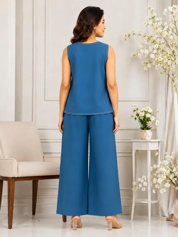 Slate_Blue_&_Beige_Color-Blocked_Co-ord_Set