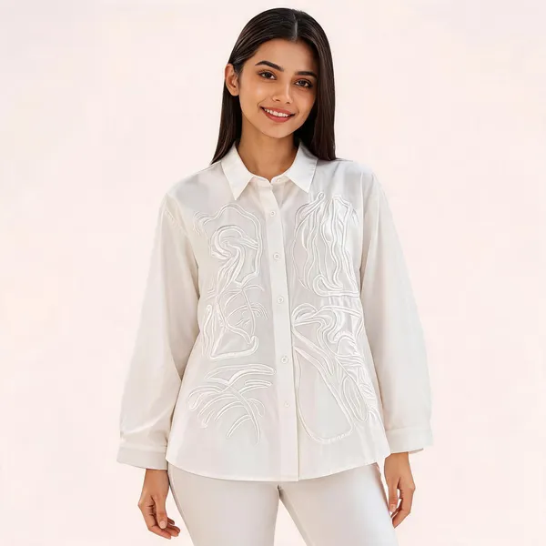 White_Cotton_Relaxed_Fit_Tonal_Embroidered_Shirt_For_Women