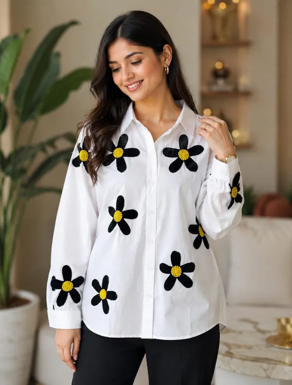 White_Cotton_Relaxed_Fit_Floral_Print_Shirt_For_Women