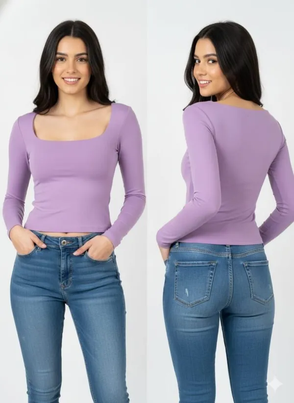 Lavender_Hosiery_Fitted_Square_Neck_Long_Sleeve_Top_For_Women