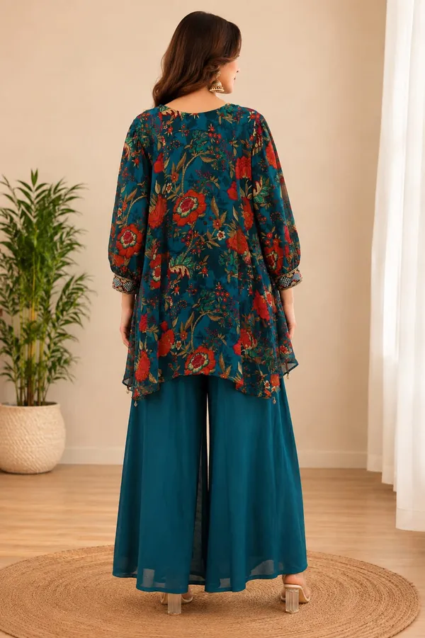 Teal_Floral_Symphony_Co-ord_Set