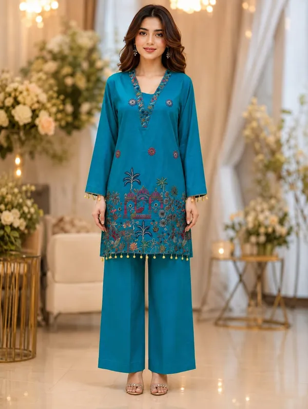 Teal_Oasis_Embroidered_Co-Ord_Set