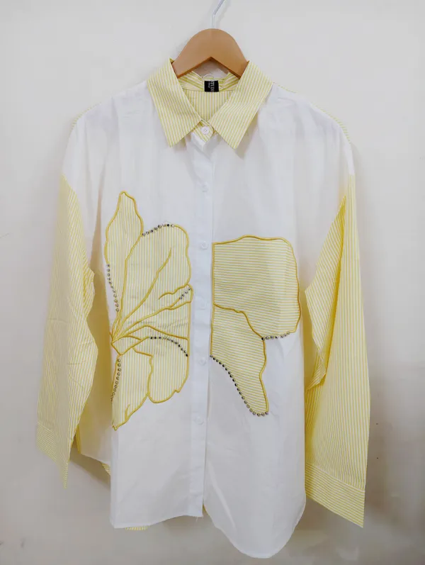 White_Cotton_Regular_Fit_Striped_Shirt_For_Women