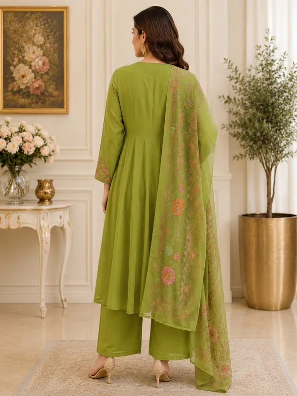 Olive_Green_Floral_Embroidered_Anarkali_Suit_Set