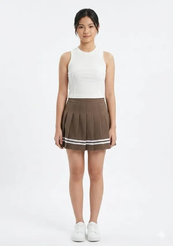 White_Brown_Cotton_Sleeveless_Crop_Top_Mini_Skirt_Co-Ord_Set_For_Women