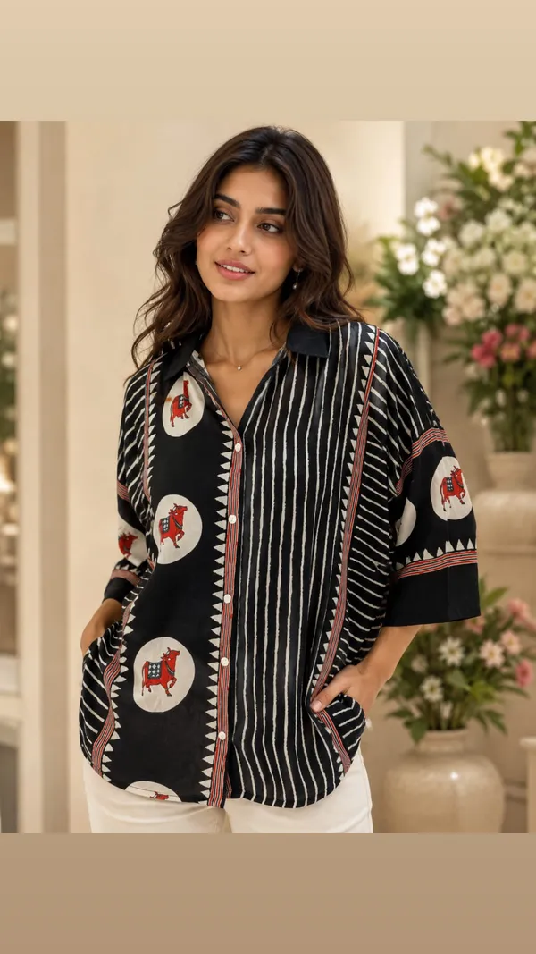Black_Crepe_Relaxed_Fit_Elephant_Print_Shirt_For_Women