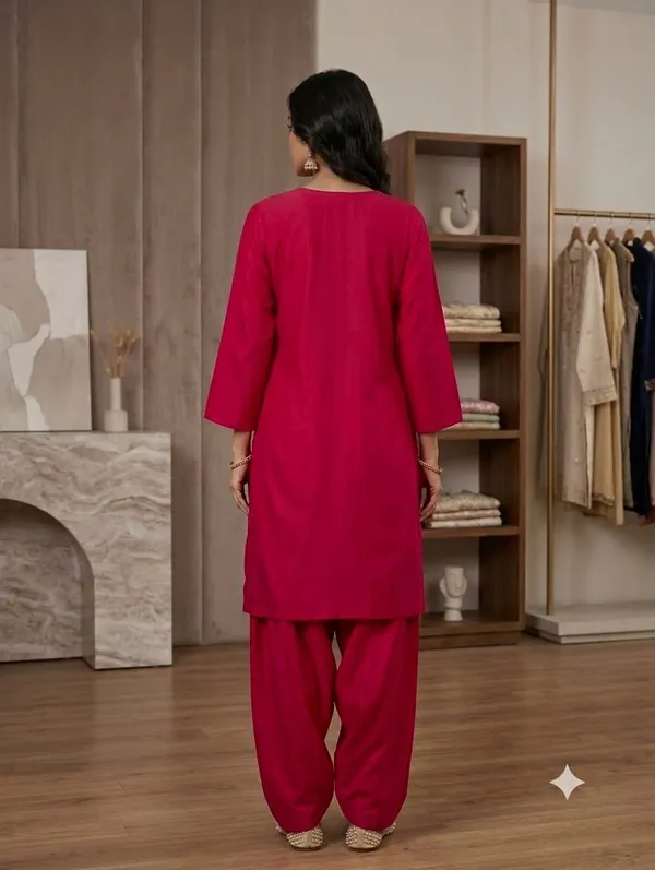 Rani_Pink_Floral_Embroidered_Kurta_with_Salwar_Set