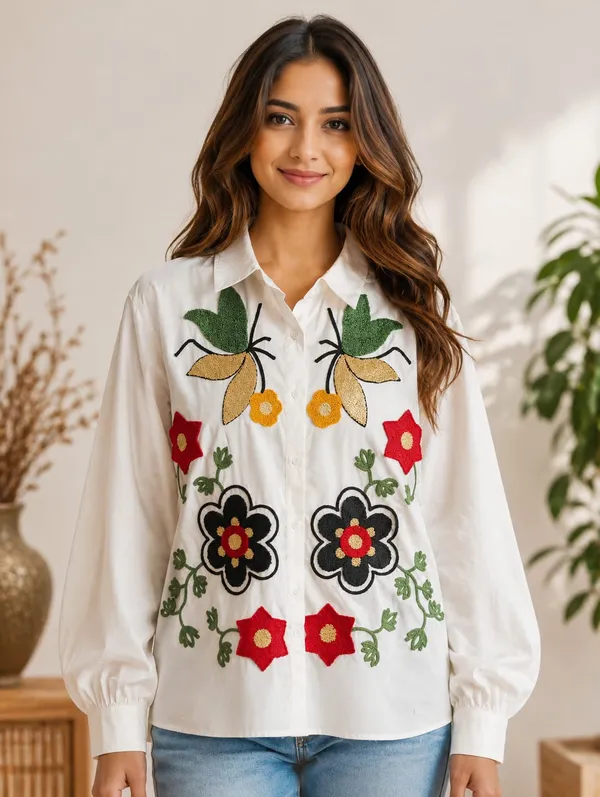 White_Cotton_Relaxed_Fit_Floral_Embroidered_Shirt_For_Women