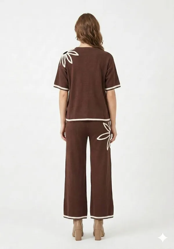 Brown_Knit_Soutache_Embroidered_Tunic_Wide_Leg_Trouser_Set_For_Women