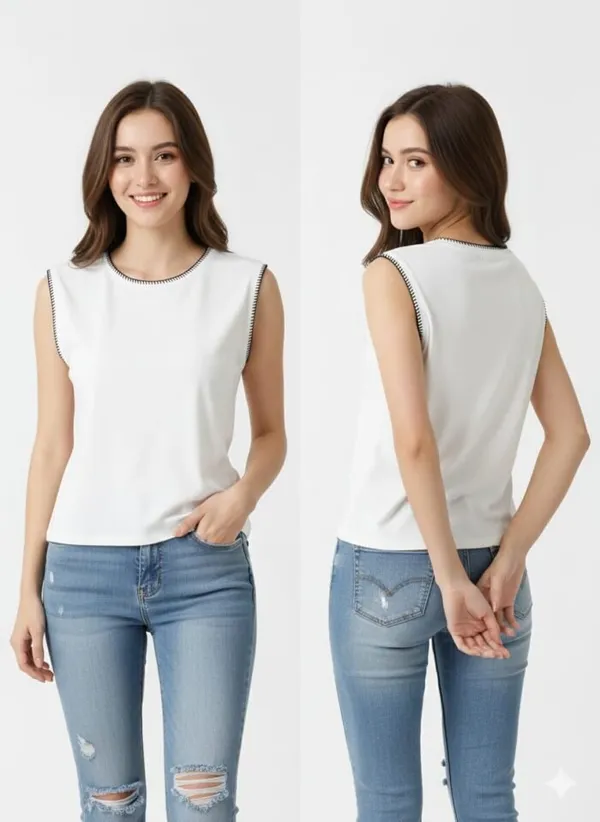 White_Cotton_Sleeveless_Blanket-Stitch_Trim_Top_For_Women