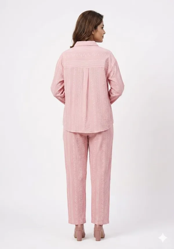 Pink_Cotton_Stripe_Shirt_Co-Ord_Set_For_Women