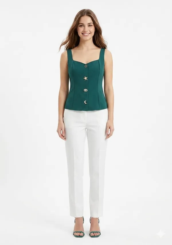 Green_Cotton_Sleeveless_Charm-Button_Top_For_Women