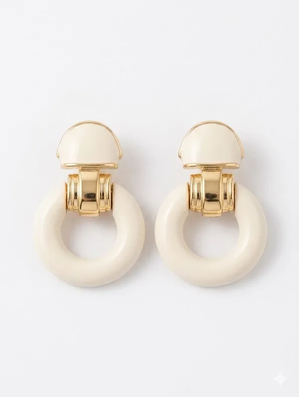 Gold_Ivory_Enamel_Door_Knocker_Hoop_Drop_Earrings_For_Women
