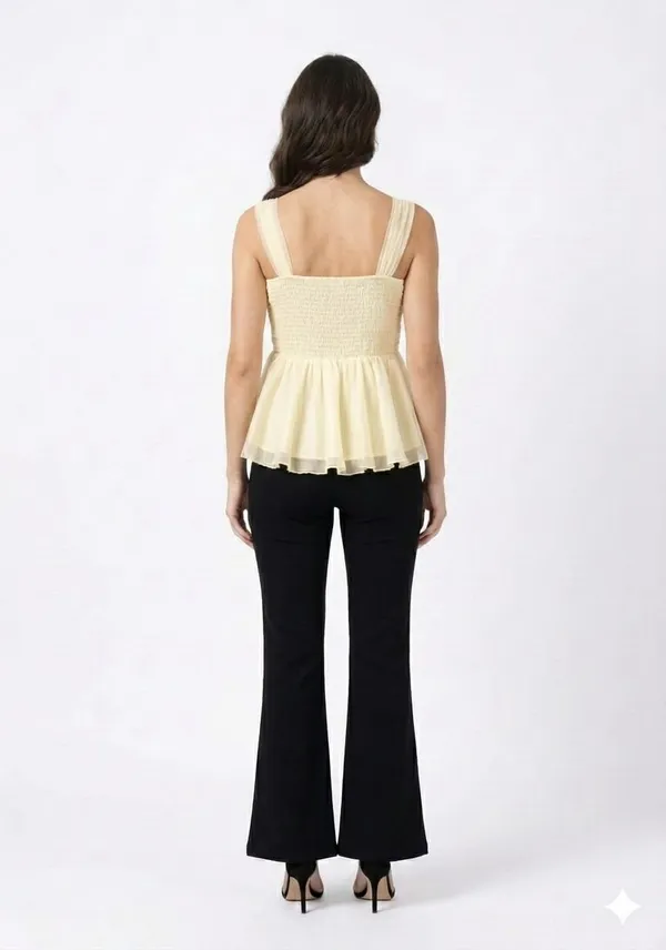 Yellow_Organza_Ruched_Corset_Peplum_Top_For_Women
