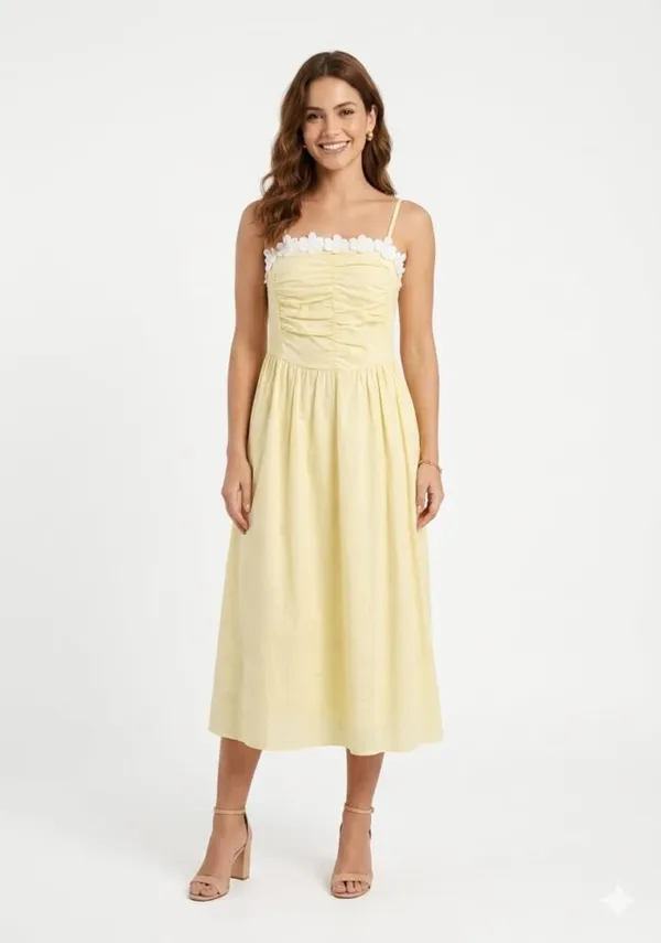 Gold_Cotton_Tiered_Midi_Dress_For_Women