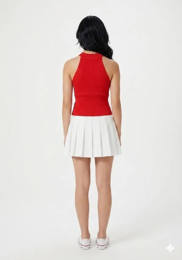 Red_White_Knit_Cotton_Calla_Lily_Halter_Set_For_Women