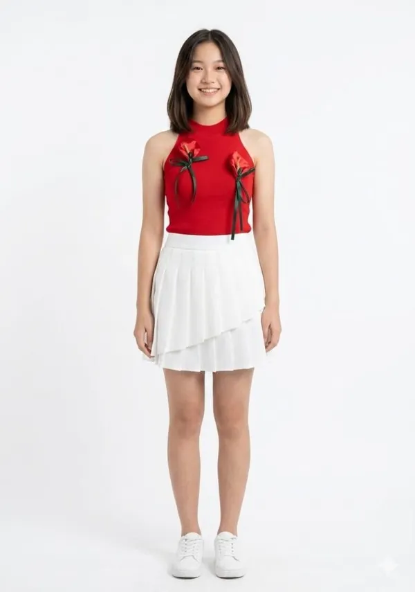 Red_White_Knit_Cotton_Calla_Lily_Halter_Set_For_Women