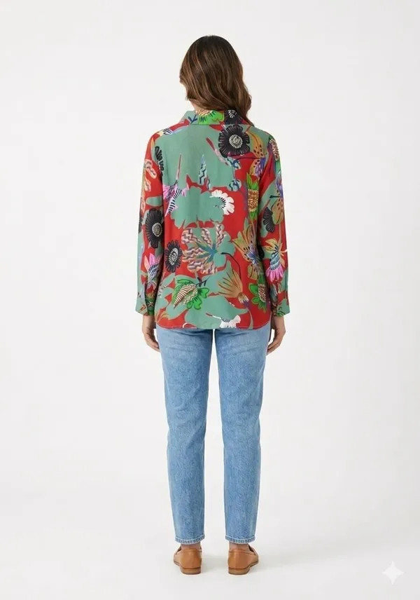 Printed_Crepe_Floral_Button-Down_Shirt_For_Women