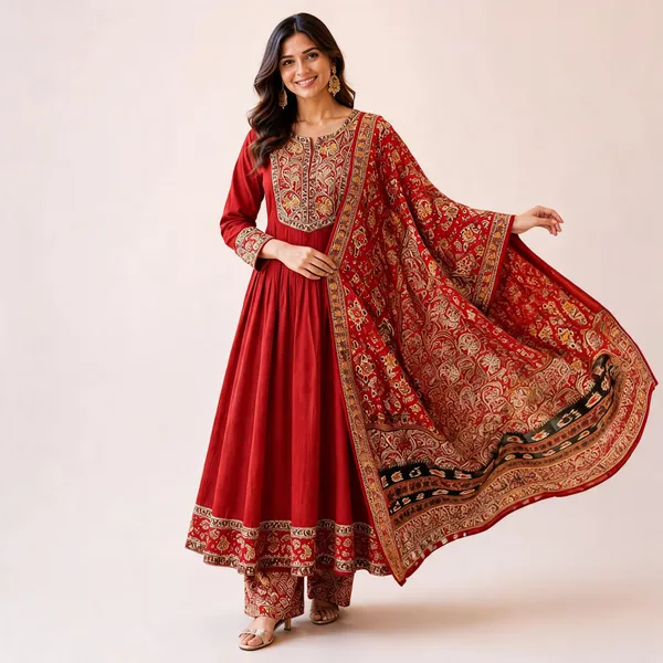 Red_Cotton_Mul_Flared_Printed_Anarkali_Suit_Set_For_Women