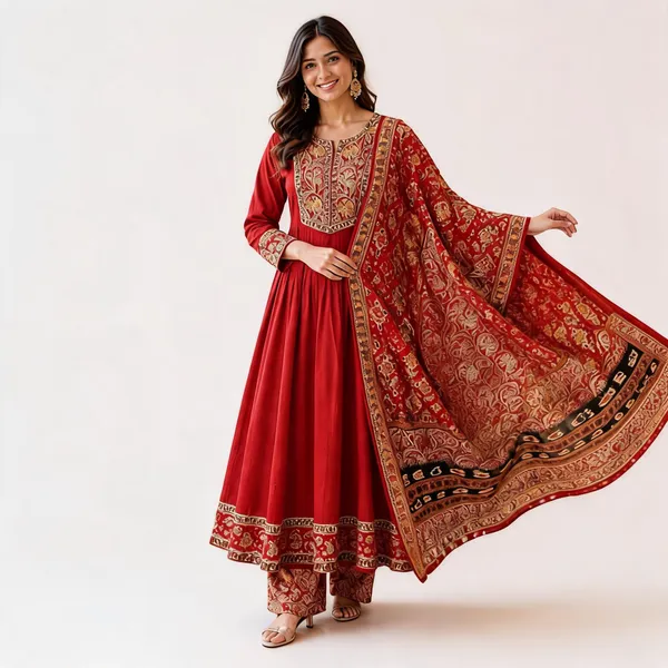 Red_Cotton_Mul_Flared_Printed_Anarkali_Suit_Set_For_Women