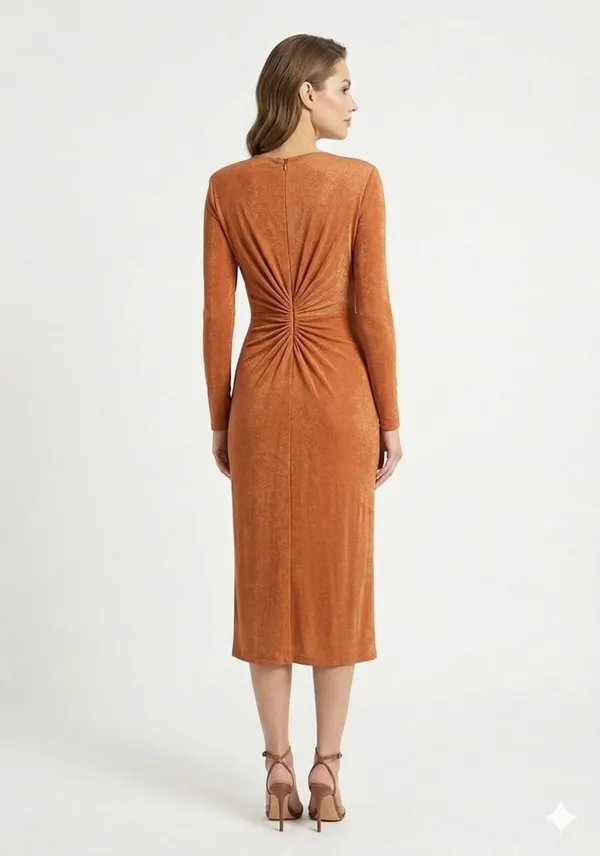 Multicolor_Lycra_Gathered_Waist_Midi_Dress_For_Women