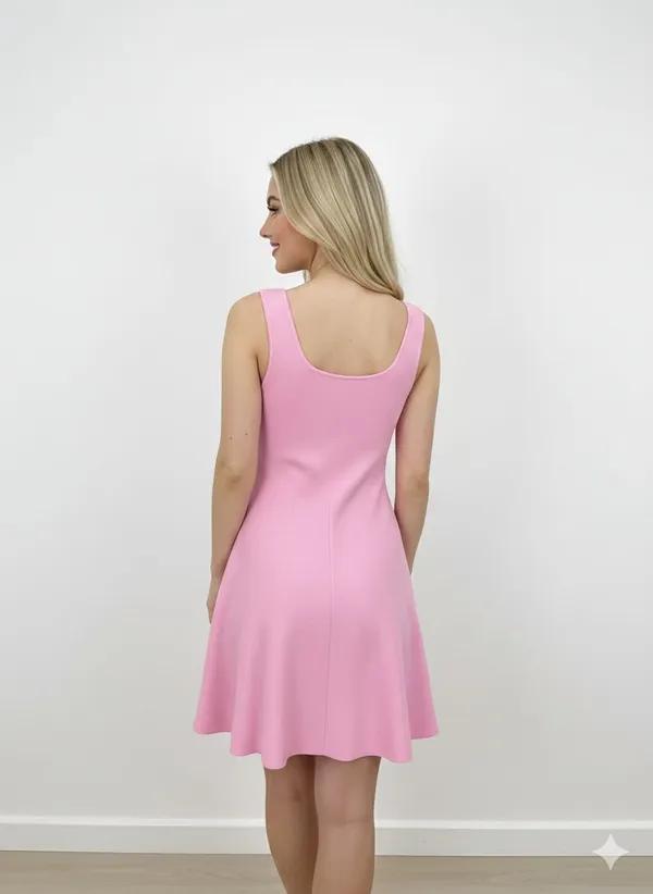 Pink_Hosiery_Butterfly_Applique_A-Line_Dress_For_Women