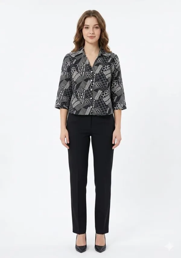 Black_Satin_Boxy_Abstract_Patchwork_Crop_Shirt_For_Women