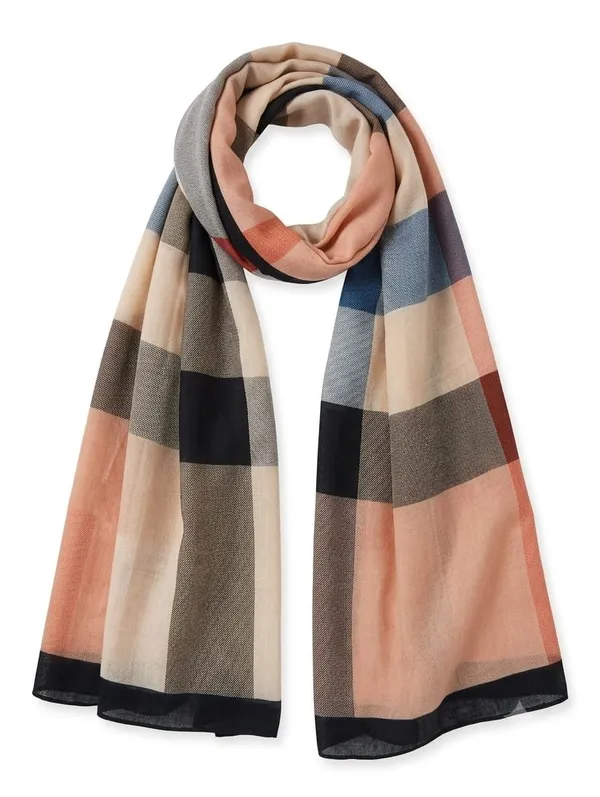 Multicolor_Denim_Pastel_Plaid_Geometric_Scarf_Stole_For_Women