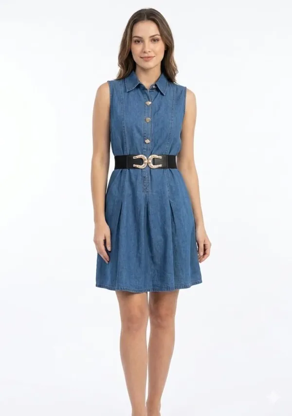 Blue_Denim_Sleeveless_Skater_Dress_For_Women
