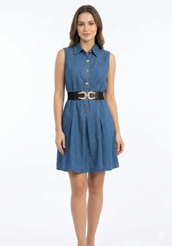 Blue_Denim_Sleeveless_Skater_Dress_For_Women