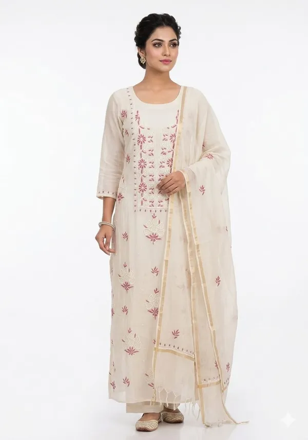 Ivory_Mul_Mul_Chikankari_Unstitched_Straight_Suit_Set_For_Women