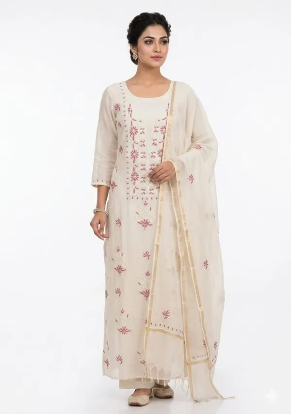 Ivory_Mul_Mul_Chikankari_Unstitched_Straight_Suit_Set_For_Women
