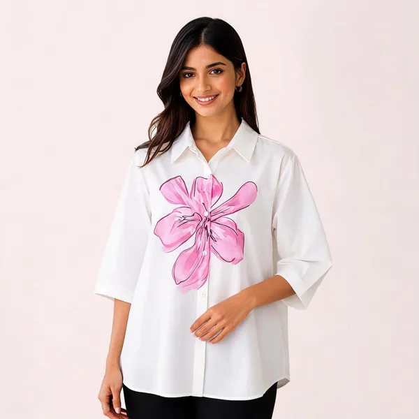 White_Cotton_Relaxed_Fit_Floral_Print_Shirt_For_Women